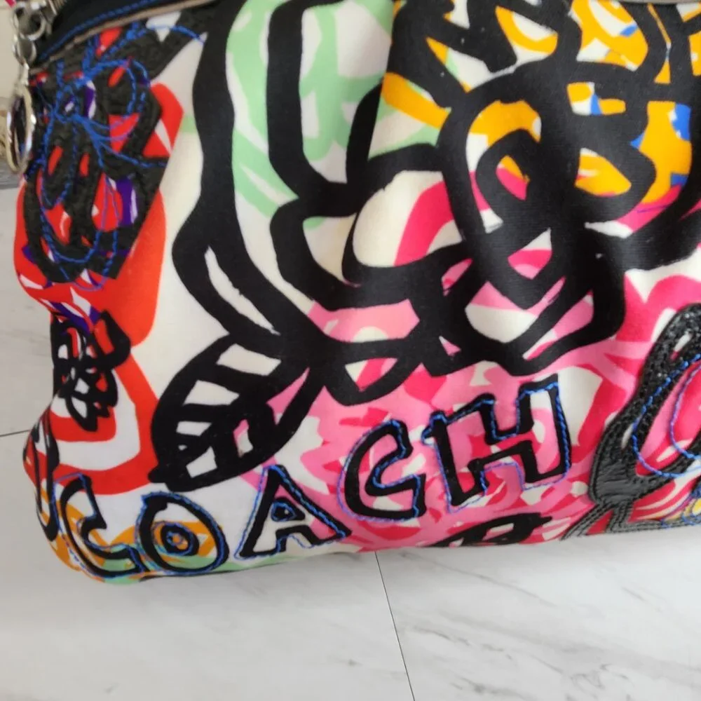 Euc Coach Poppy Graffitti Multi-Color Xlarge Tote Bag Purse…
